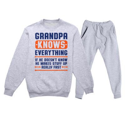 Christmas Fathers Day Funny Gift Grandpa Knows Everything Premium Crewneck Sweatsuit Set