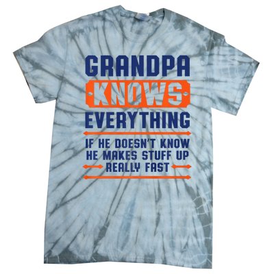 Christmas Fathers Day Funny Gift Grandpa Knows Everything Tie-Dye T-Shirt