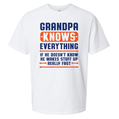 Christmas Fathers Day Funny Gift Grandpa Knows Everything Sueded Cloud Jersey T-Shirt