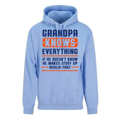 Christmas Fathers Day Funny Gift Grandpa Knows Everything Unisex Surf Hoodie