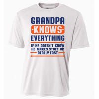 Christmas Fathers Day Funny Gift Grandpa Knows Everything Cooling Performance Crew T-Shirt