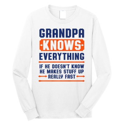 Christmas Fathers Day Funny Gift Grandpa Knows Everything Long Sleeve Shirt