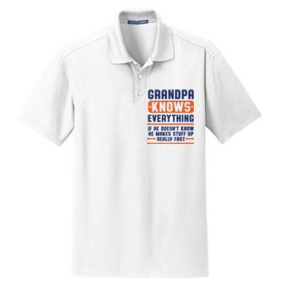 Christmas Fathers Day Funny Gift Grandpa Knows Everything Dry Zone Grid Polo