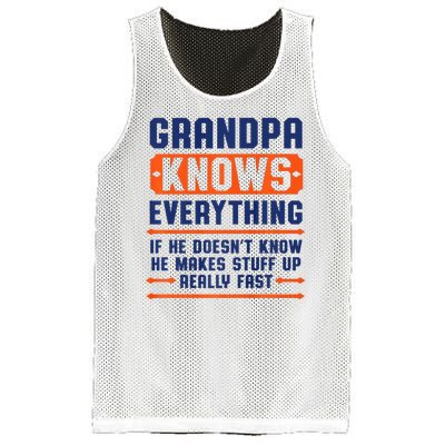 Christmas Fathers Day Funny Gift Grandpa Knows Everything Mesh Reversible Basketball Jersey Tank