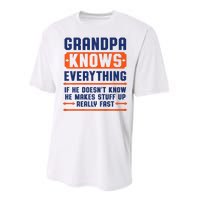 Christmas Fathers Day Funny Gift Grandpa Knows Everything Performance Sprint T-Shirt