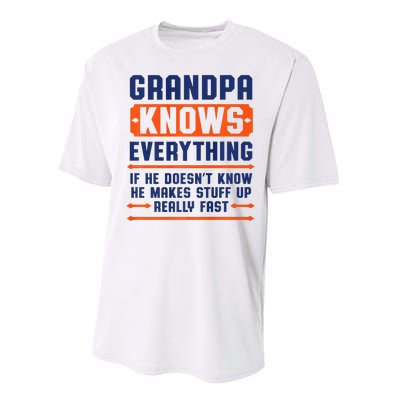 Christmas Fathers Day Funny Gift Grandpa Knows Everything Performance Sprint T-Shirt