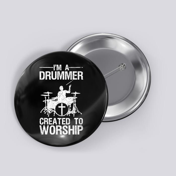 Christian Funny Drummer Player Lover Button