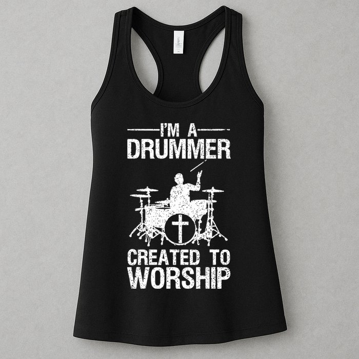 Christian Funny Drummer Player Lover Womens Tank Top