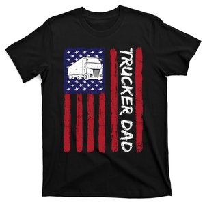 Cool FatherS Day American Flag Trucker Dad 4th Of July T-Shirt