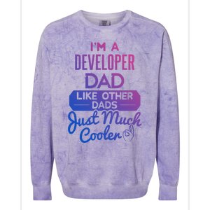 Cool Fathers Day Design Developer Dad Gift Colorblast Crewneck Sweatshirt