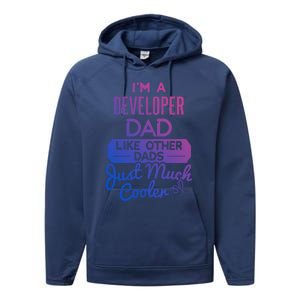 Cool Fathers Day Design Developer Dad Gift Performance Fleece Hoodie