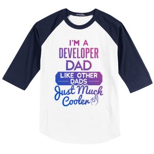 Cool Fathers Day Design Developer Dad Gift Baseball Sleeve Shirt