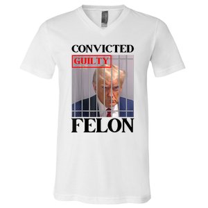 Convicted Felon Donald Trump Guilty Lock Him Up Trump Prison V-Neck T-Shirt