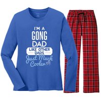 Cool Fathers Day Design Gong Dad Cute Gift Women's Long Sleeve Flannel Pajama Set 