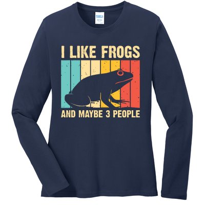 Cute Frog Design For Toad Lover Amphibian Animals Ladies Long Sleeve Shirt