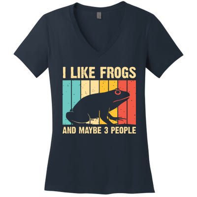 Cute Frog Design For Toad Lover Amphibian Animals Women's V-Neck T-Shirt