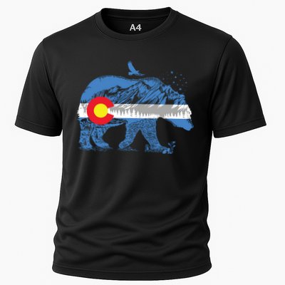 Colorado Flag Design Mountains And Bear Landscape Graphic Performance Shirt