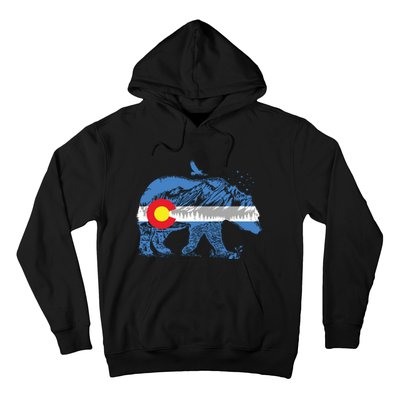 Colorado Flag Design Mountains And Bear Landscape Graphic Hoodie