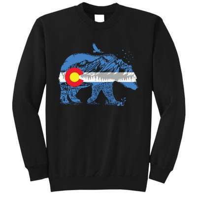 Colorado Flag Design Mountains And Bear Landscape Graphic Sweatshirt