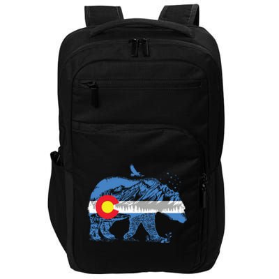 Colorado Flag Design Mountains And Bear Landscape Graphic Impact Tech Backpack