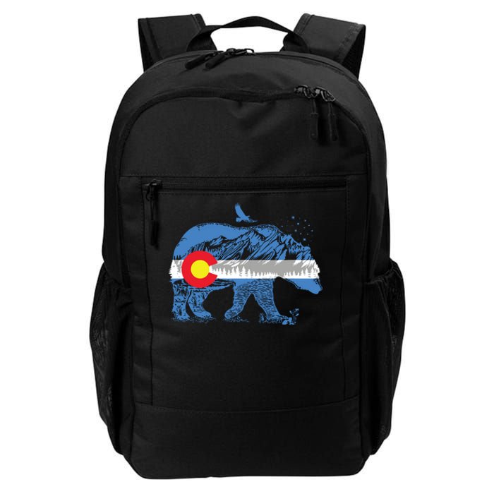 Colorado Flag Design Mountains And Bear Landscape Graphic Daily Commute Backpack