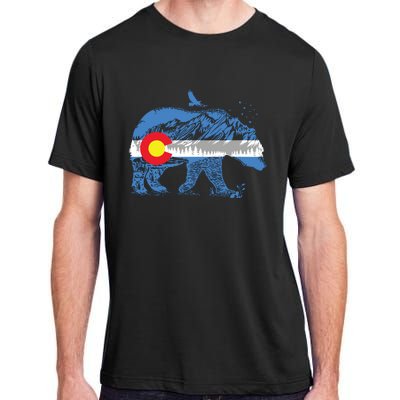 Colorado Flag Design Mountains And Bear Landscape Graphic Adult ChromaSoft Performance T-Shirt