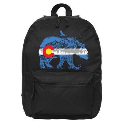 Colorado Flag Design Mountains And Bear Landscape Graphic 16 in Basic Backpack