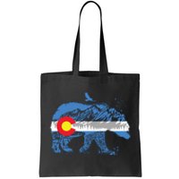 Colorado Flag Design Mountains And Bear Landscape Graphic Tote Bag