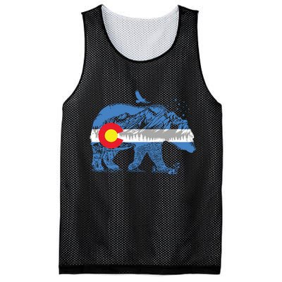 Colorado Flag Design Mountains And Bear Landscape Graphic Mesh Reversible Basketball Jersey Tank