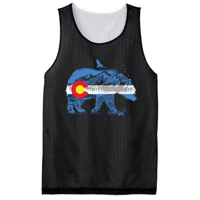 Colorado Flag Design Mountains And Bear Landscape Graphic Mesh Reversible Basketball Jersey Tank