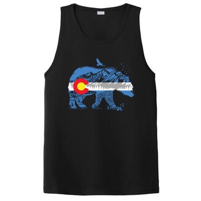 Colorado Flag Design Mountains And Bear Landscape Graphic PosiCharge Competitor Tank