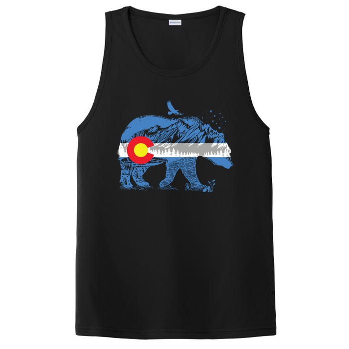 Colorado Flag Design Mountains And Bear Landscape Graphic PosiCharge Competitor Tank