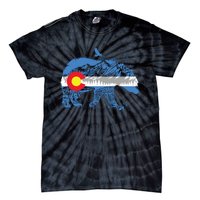 Colorado Flag Design Mountains And Bear Landscape Graphic Tie-Dye T-Shirt