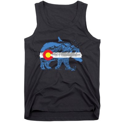 Colorado Flag Design Mountains And Bear Landscape Graphic Tank Top