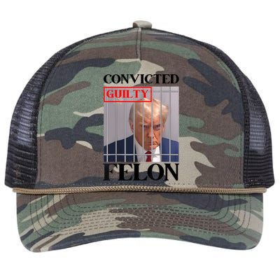 Convicted Felon Donald Trump Guilty Lock Him Up Trump Prison Retro Rope Trucker Hat Cap