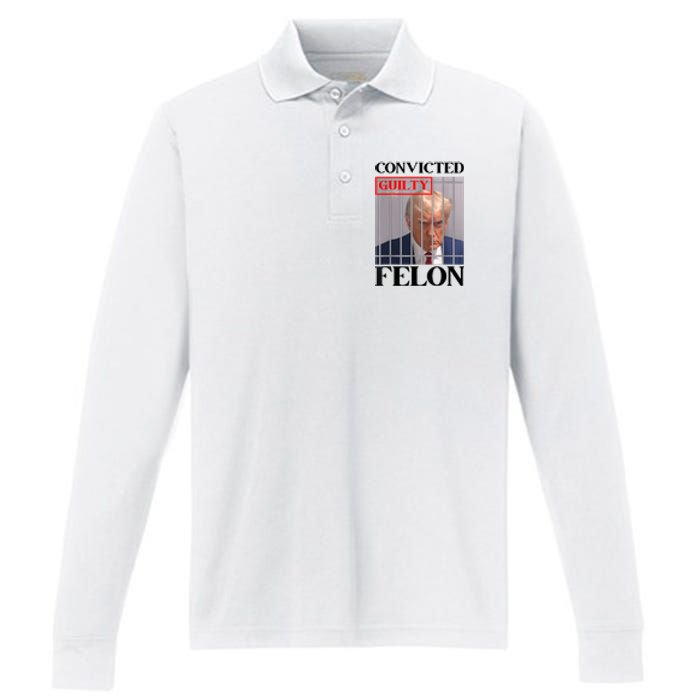 Convicted Felon Donald Trump Guilty Lock Him Up Trump Prison Performance Long Sleeve Polo