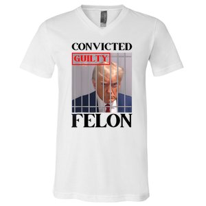 Convicted Felon Donald Trump Guilty Lock Him Up Trump Prison V-Neck T-Shirt