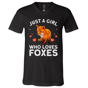 Cute Fox Design For Women Vulpes Animal Fox Lovers V-Neck T-Shirt