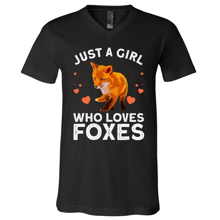 Cute Fox Design For Women Vulpes Animal Fox Lovers V-Neck T-Shirt