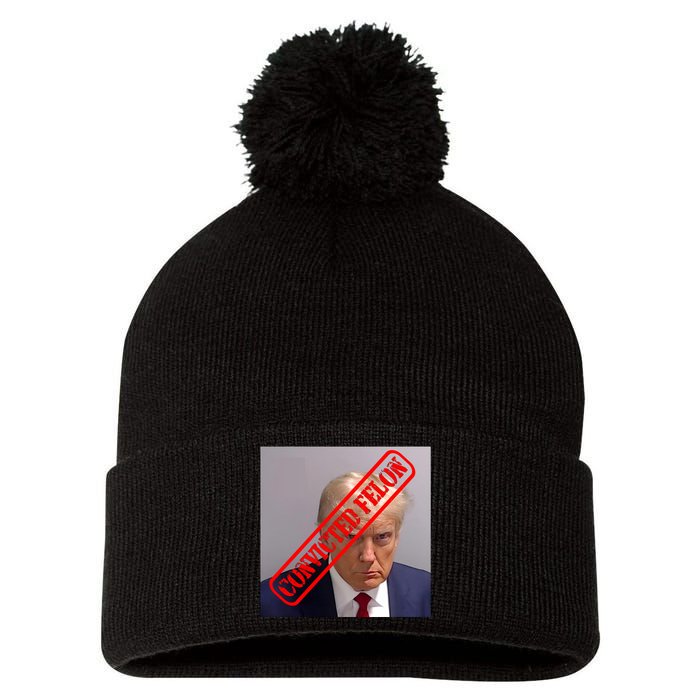 Convicted Felon Donald Trump Pom Pom 12in Knit Beanie