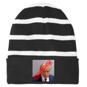 Convicted Felon Donald Trump Striped Beanie with Solid Band