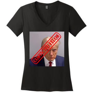 Convicted Felon Donald Trump Women's V-Neck T-Shirt