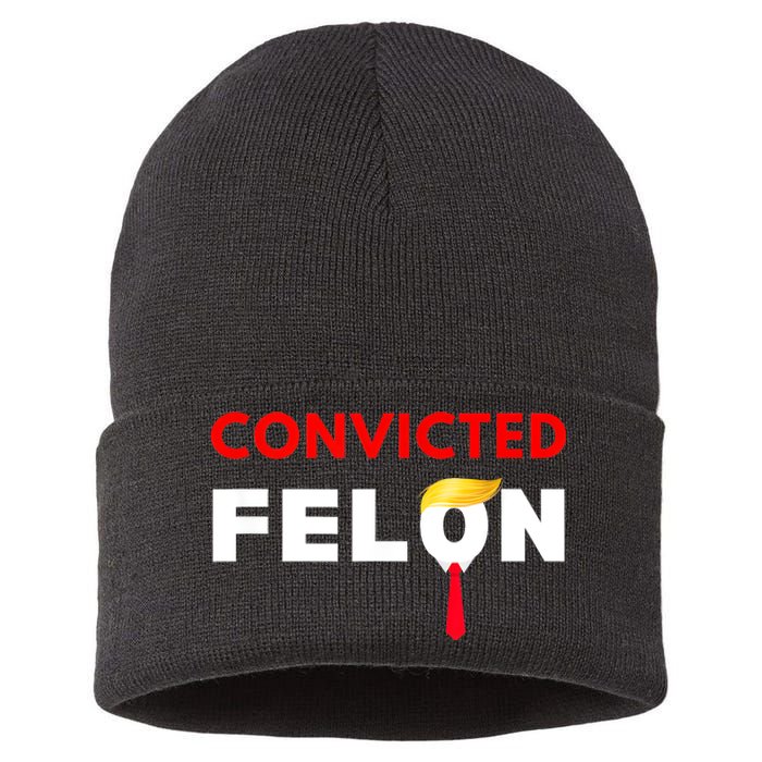 Convicted Felon Donald Trump Guilty Lock Him Up Trump Prison Sustainable Knit Beanie