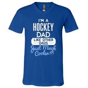 Cool Fathers Day Design Hockey Dad Meaningful Gift V-Neck T-Shirt