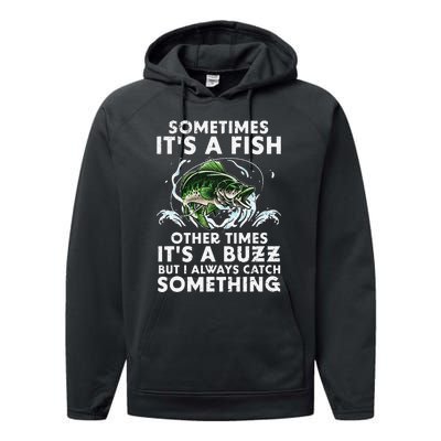 Cool Fishing Design For  Fishing Rod Fish Fisherman Performance Fleece Hoodie