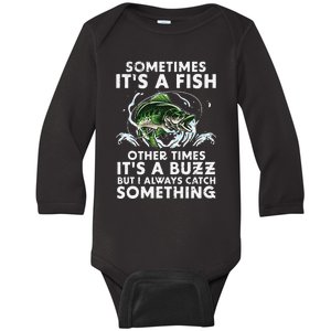 Cool Fishing Design For  Fishing Rod Fish Fisherman Baby Long Sleeve Bodysuit