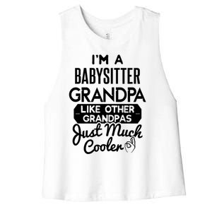 Cool Fathers Day Design Sitter Grandpa Gift Women's Racerback Cropped Tank