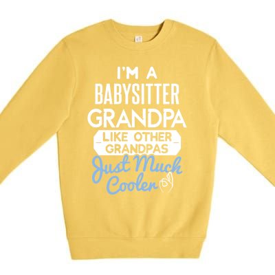 Cool Fathers Day Design Sitter Grandpa Cute Gift Premium Crewneck Sweatshirt