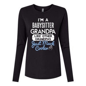 Cool Fathers Day Design Sitter Grandpa Cute Gift Womens Cotton Relaxed Long Sleeve T-Shirt