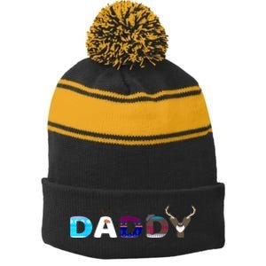 Christmas Frozen Dad And Mom Birthday Daddy Family Party Snowman Gift Stripe Pom Pom Beanie